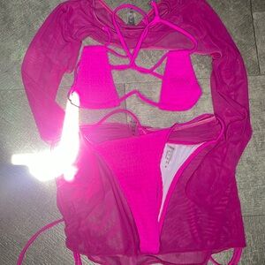 Two piece bikini with cover-up skirt and top